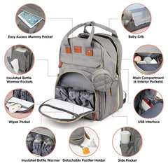 3 in 1 Diaper Bag Backpack with Baby Bed