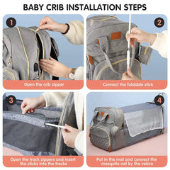 3 in 1 Diaper Bag Backpack with Baby Bed